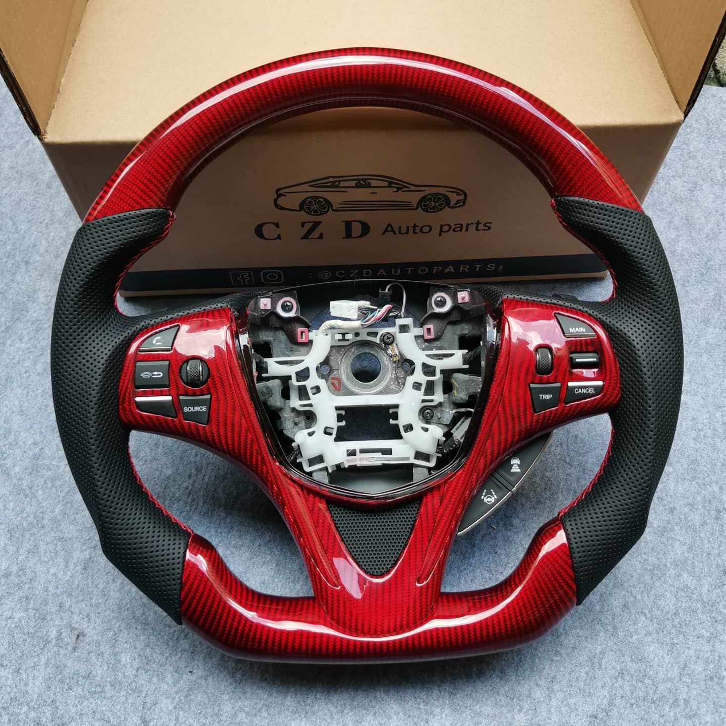 2015-2020 Acura TLX Red carbon fiber steering wheel - Image 2